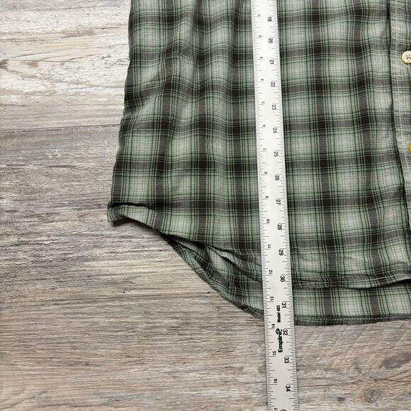 Orvis Flannel Shadow Tartan Plaid‎ Green Mens XL Slim Fit Button Shirt Preppy - Picture 7 of 9